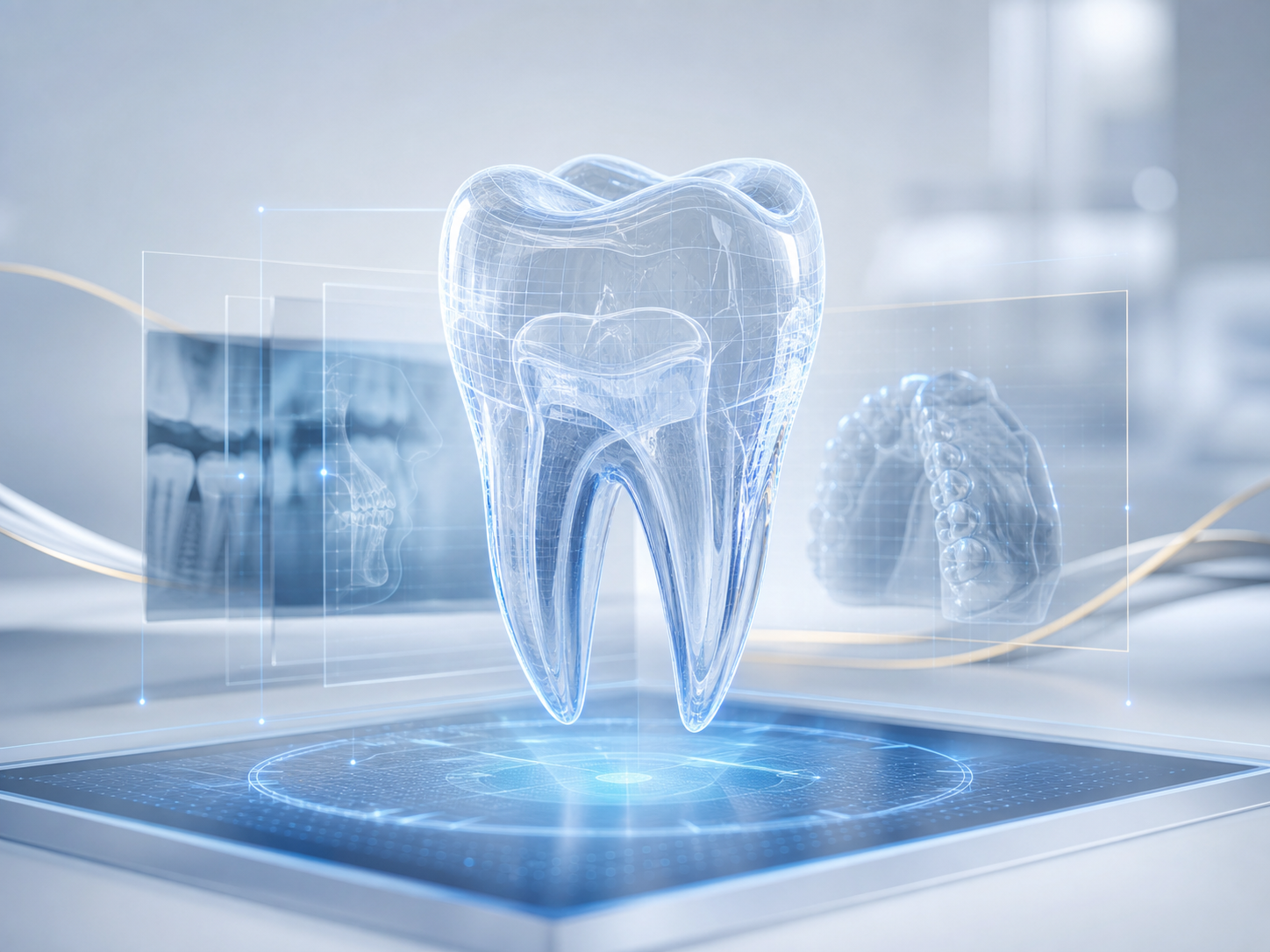 Dijital tanı ve planlamayı temsil eden 3D dental görsel