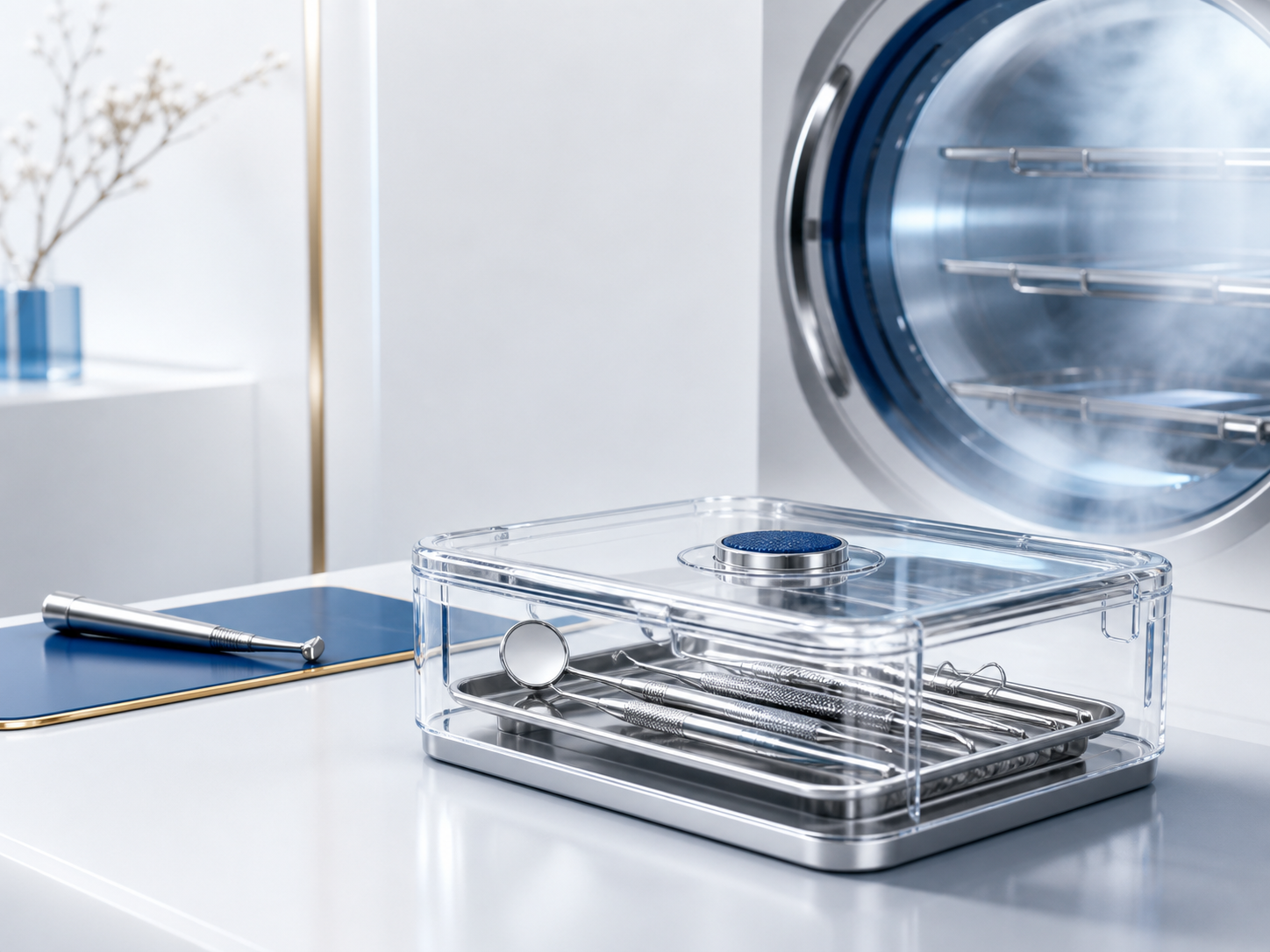 Sterilizasyon ve hijyen yaklaşımını temsil eden 3D görsel